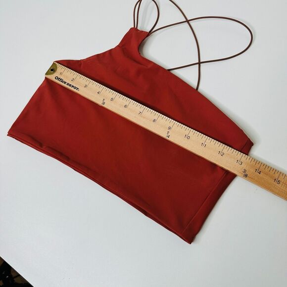 Alix NYC Rust Avon Asymmetrical Neckline One-Shoulder Spaghetti Strap Crop S - Picture 12 of 13